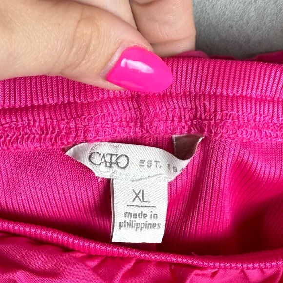 Cato Women’s Pink Ruffle Trim Off the Shoulder 3/4 Sleeve Ribbed Blouse size XL - Picture 3 of 8